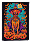 Vizsla Witchy Halloween House Flag 28x40 Porch Sleeve Pole Decorative Outside Yard Banner Artwork Wall Hanging, Polyester