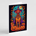Vizsla Witchy Halloween Greeting Cards Pack of 8 Blank Cards with Envelopes Whimsical A7 Size 5x7