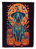 Weimaraner Witchy Halloween House Flag 28x40 Porch Sleeve Pole Decorative Outside Yard Banner Artwork Wall Hanging, Polyester
