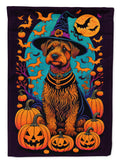 Welsh Terrier Witchy Halloween House Flag 28x40 Porch Sleeve Pole Decorative Outside Yard Banner Artwork Wall Hanging, Polyester