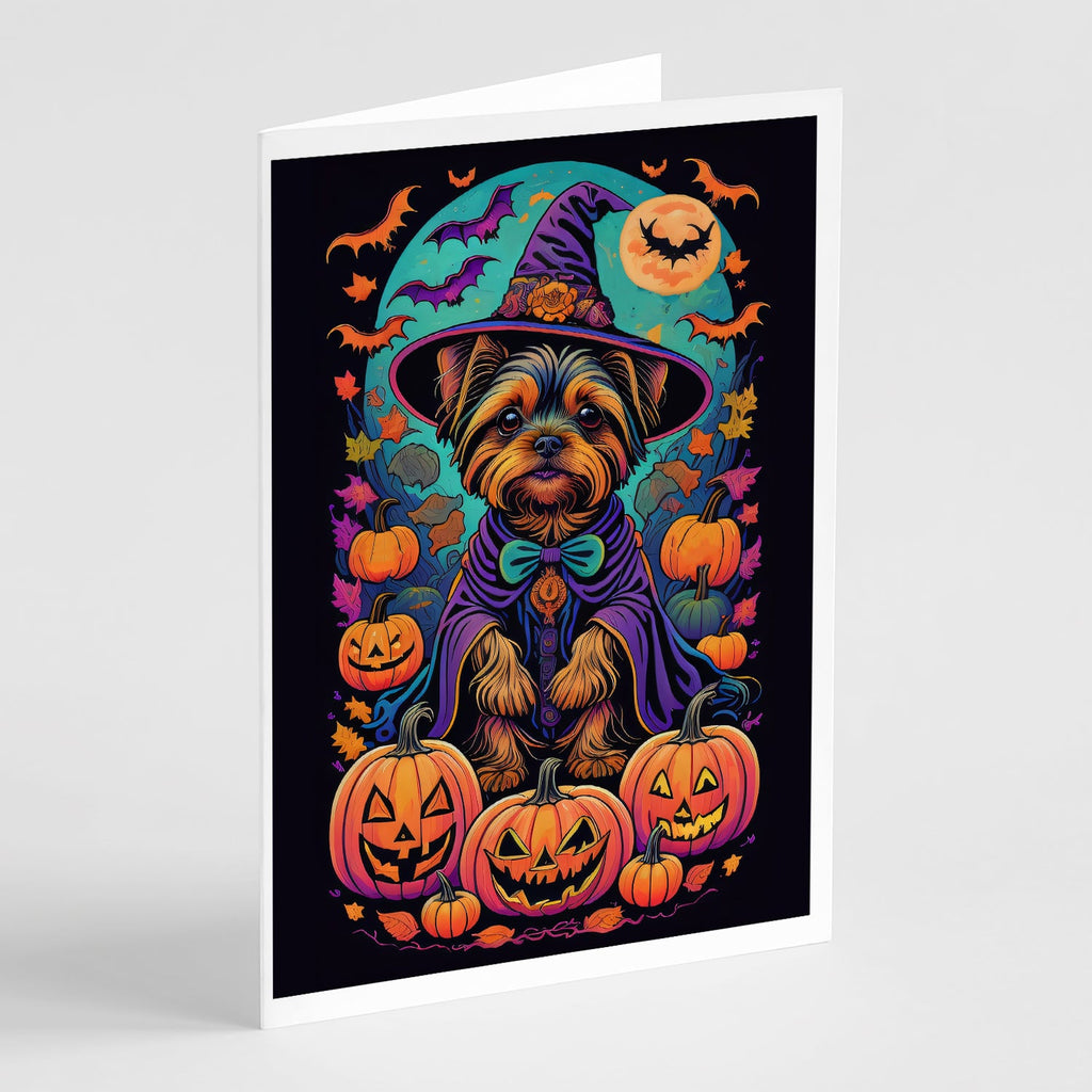 Yorkie Witchy Halloween Greeting Cards Pack of 8 Blank Cards with Envelopes Whimsical A7 Size 5x7