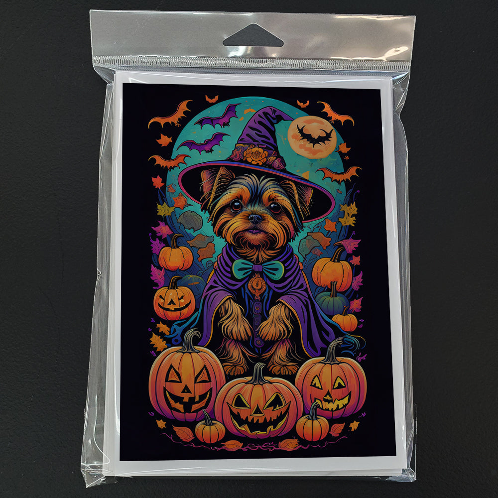Yorkie Witchy Halloween Greeting Cards Pack of 8 Blank Cards with Envelopes Whimsical A7 Size 5x7