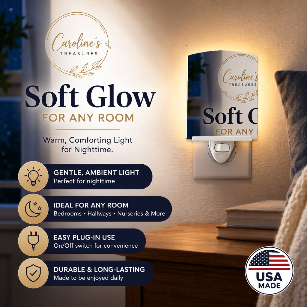 Anemones in Watercolor Ceramic Night Light Compact, UL-Certified, Ideal for Bedroom, Bathroom, Nursery, Hallway, Kitchen, 6x4x3, Multicolor