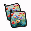 Anemones in Watercolor Pot Holder Set of 2 Heat Resistant Quilted Hot Pads 7.5 x 7.5 Inch, Insulated Kitchen Trivets for Cooking & Baking