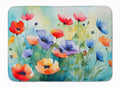 Anemones in Watercolor Memory Foam Kitchen Mat Machine Washable Anti-Fatigue Cushion Comfort Bath or Kitchen Rug
