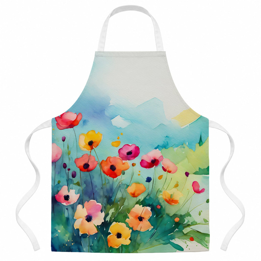 Anemones in Watercolor Apron Cooking Kitchen Server Baking Crafts Gardening for Adult Women Men, Unisex, Large, Multicolor