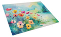 Anemones in Watercolor Cutting Board Tempered Glass Kitchen Cutting Surface, Heat Resistant Chopping, Non-Slip Feet, Food Prep & Serving