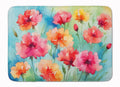 Carnations in Watercolor Memory Foam Kitchen Mat Machine Washable Anti-Fatigue Cushion Comfort Bath or Kitchen Rug