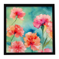 Carnations in Watercolor Framed Metal Print Bathroom, Kitchen, Office, Home Decor Wall Art Ready to Hang, Square, 8X8