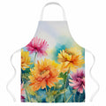 Chrysanthemums in Watercolor Apron Cooking Kitchen Server Baking Crafts Gardening for Adult Women Men, Unisex, Large, Multicolor