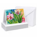 Orchids in Watercolor Greeting Cards Pack of 8 Blank Cards with Envelopes Whimsical A7 Size 5x7