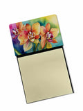 Orchids in Watercolor Watercolor Sticky Note Holder Refillable Dispenser Desk Accessory 3x3 Pad Gift