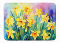 Daffodils in Watercolor Memory Foam Kitchen Mat Machine Washable Anti-Fatigue Cushion Comfort Bath or Kitchen Rug