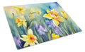 Daffodils in Watercolor Cutting Board Tempered Glass Kitchen Cutting Surface, Heat Resistant Chopping, Non-Slip Feet, Food Prep & Serving