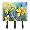 Daffodils in Watercolor Leash or Key Holder Wall Hooks, Coat Rack Wall Mount, for Hanging Keys, Towels, Aprons, Leashes