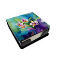 Orchids in Watercolor PU Leather Note Paper Holder with Artist-Designed Cover, Desk Accessory, Office Gift