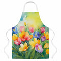 Freesias in Watercolor Apron Cooking Kitchen Server Baking Crafts Gardening for Adult Women Men, Unisex, Large, Multicolor