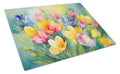 Freesias in Watercolor Cutting Board Tempered Glass Kitchen Cutting Surface, Heat Resistant Chopping, Non-Slip Feet, Food Prep & Serving