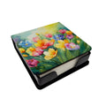 Freesias in Watercolor PU Leather Note Paper Holder with Artist-Designed Cover, Desk Accessory, Office Gift