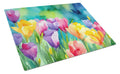 Freesias in Watercolor Cutting Board Tempered Glass Kitchen Cutting Surface, Heat Resistant Chopping, Non-Slip Feet, Food Prep & Serving