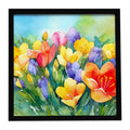 Freesias in Watercolor Framed Metal Print Bathroom, Kitchen, Office, Home Decor Wall Art Ready to Hang, Square, 8X8