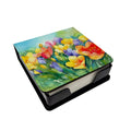 Freesias in Watercolor PU Leather Note Paper Holder with Artist-Designed Cover, Desk Accessory, Office Gift