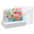 Gerbera Daisies in Watercolor Greeting Cards Pack of 8 Blank Cards with Envelopes Whimsical A7 Size 5x7