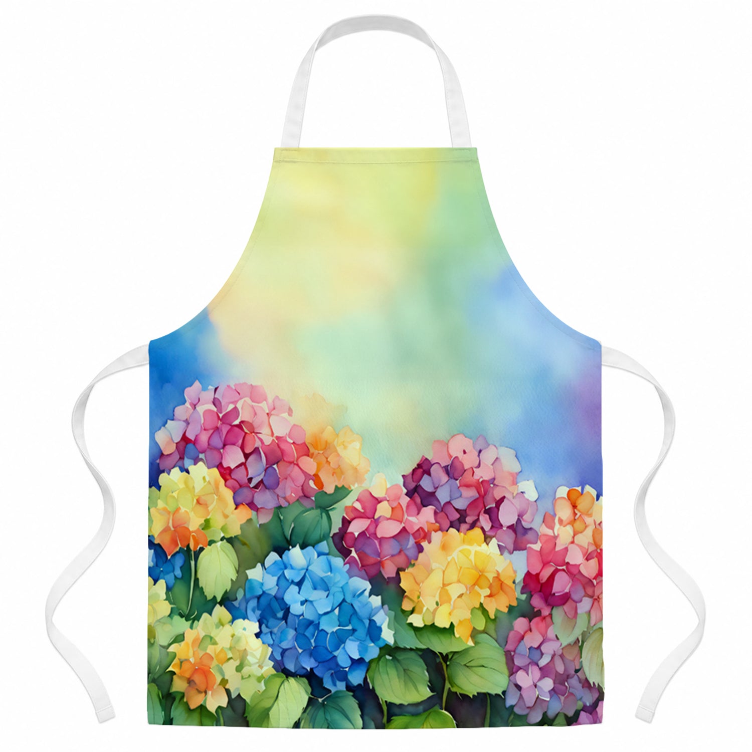 Hydrangeas in Watercolor Apron Cooking Kitchen Server Baking Crafts Gardening for Adult Women Men, Unisex, Large, Multicolor
