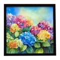 Hydrangeas in Watercolor Framed Metal Print Bathroom, Kitchen, Office, Home Decor Wall Art Ready to Hang, Square, 8X8