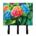 Hydrangeas in Watercolor Leash or Key Holder Wall Hooks, Coat Rack Wall Mount, for Hanging Keys, Towels, Aprons, Leashes