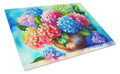 Hydrangeas in Watercolor Cutting Board Tempered Glass Kitchen Cutting Surface, Heat Resistant Chopping, Non-Slip Feet, Food Prep & Serving