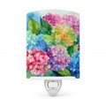 Hydrangeas in Watercolor Ceramic Night Light Compact, UL-Certified, Ideal for Bedroom, Bathroom, Nursery, Hallway, Kitchen, 6x4x3, Multicolor