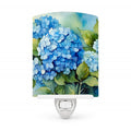 Hydrangeas in Watercolor Ceramic Night Light Compact, UL-Certified, Ideal for Bedroom, Bathroom, Nursery, Hallway, Kitchen, 6x4x3, Multicolor