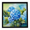Hydrangeas in Watercolor Framed Metal Print Bathroom, Kitchen, Office, Home Decor Wall Art Ready to Hang, Square, 8X8