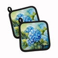 Hydrangeas in Watercolor Pot Holder Set of 2 Heat Resistant Quilted Hot Pads 7.5 x 7.5 Inch, Insulated Kitchen Trivets for Cooking & Baking