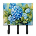 Hydrangeas in Watercolor Leash or Key Holder Wall Hooks, Coat Rack Wall Mount, for Hanging Keys, Towels, Aprons, Leashes