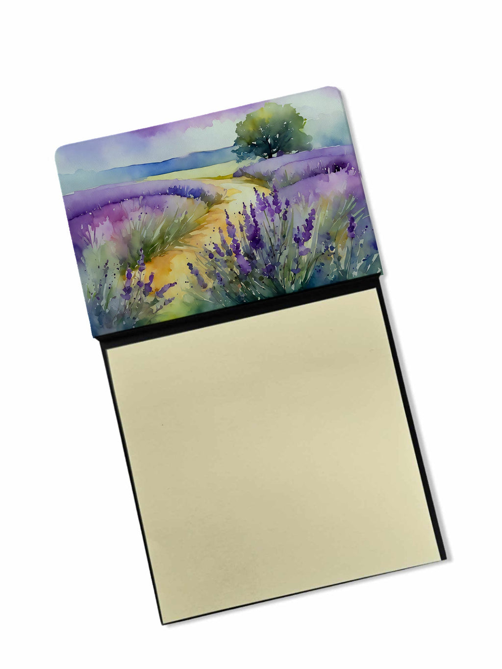 Lavender in Watercolor Watercolor Sticky Note Holder Refillable Dispenser Desk Accessory 3x3 Pad Gift