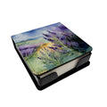 Lavender in Watercolor PU Leather Note Paper Holder with Artist-Designed Cover, Desk Accessory, Office Gift