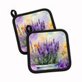 Lavender in Watercolor Pot Holder Set of 2 Heat Resistant Quilted Hot Pads 7.5 x 7.5 Inch, Insulated Kitchen Trivets for Cooking & Baking