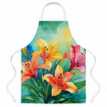 Lilies in Watercolor Apron Cooking Kitchen Server Baking Crafts Gardening for Adult Women Men, Unisex, Large, Multicolor