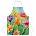 Lilies in Watercolor Apron Cooking Kitchen Server Baking Crafts Gardening for Adult Women Men, Unisex, Large, Multicolor