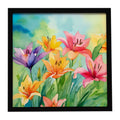 Lilies in Watercolor Framed Metal Print Bathroom, Kitchen, Office, Home Decor Wall Art Ready to Hang, Square, 8X8