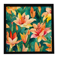 Lilies in Watercolor Framed Metal Print Bathroom, Kitchen, Office, Home Decor Wall Art Ready to Hang, Square, 8X8