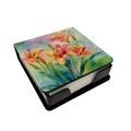 Lilies in Watercolor PU Leather Note Paper Holder with Artist-Designed Cover, Desk Accessory, Office Gift