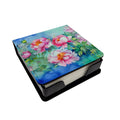 Peonies in Watercolor PU Leather Note Paper Holder with Artist-Designed Cover, Desk Accessory, Office Gift