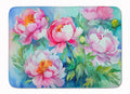 Peonies in Watercolor Memory Foam Kitchen Mat Machine Washable Anti-Fatigue Cushion Comfort Bath or Kitchen Rug