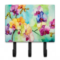 Orchids in Watercolor Leash or Key Holder Wall Hooks, Coat Rack Wall Mount, for Hanging Keys, Towels, Aprons, Leashes