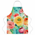 Ranunculus in Watercolor Apron Cooking Kitchen Server Baking Crafts Gardening for Adult Women Men, Unisex, Large, Multicolor