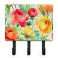 Ranunculus in Watercolor Leash or Key Holder Wall Hooks, Coat Rack Wall Mount, for Hanging Keys, Towels, Aprons, Leashes