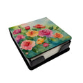 Roses in Watercolor PU Leather Note Paper Holder with Artist-Designed Cover, Desk Accessory, Office Gift